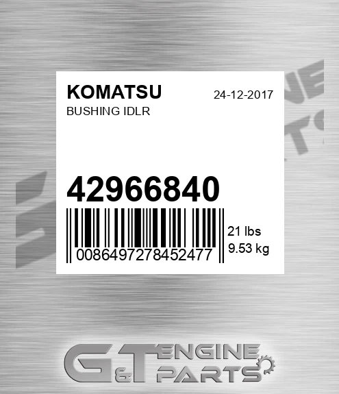 42966840 Bushing Idlr for KOMATSU