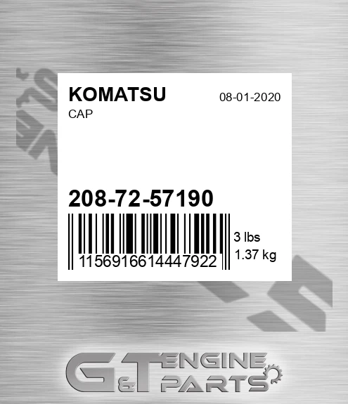 208-72-57190 Cap for KOMATSU