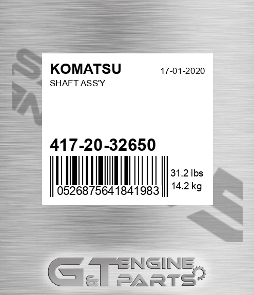 417-20-32650 Shaft Ass'y for KOMATSU