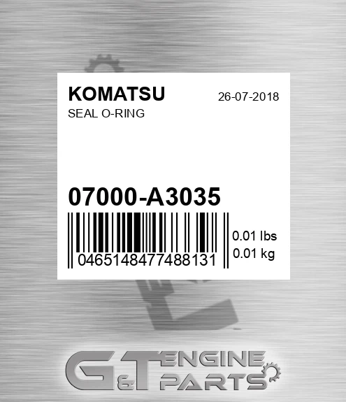 07000-A3035 Seal O-ring for KOMATSU