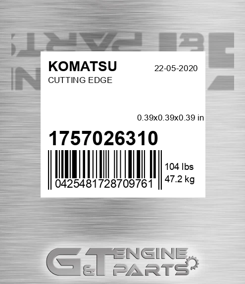 1757026310 Cutting Edge for KOMATSU