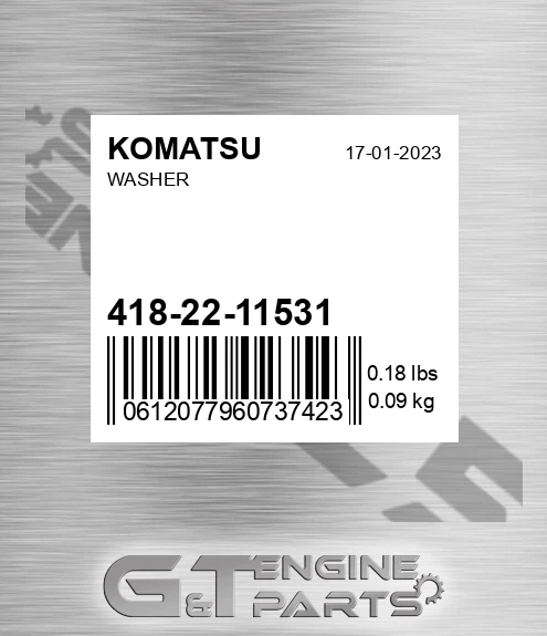 418-22-11531 Washer for KOMATSU