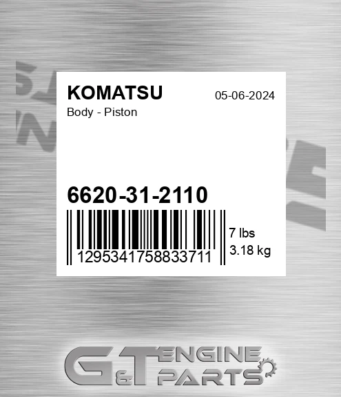 6620-31-2110 Body - Piston for KOMATSU