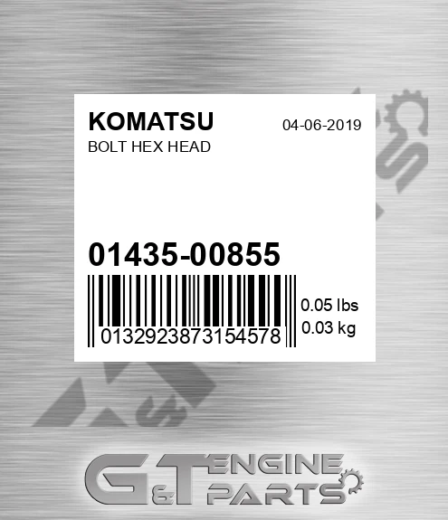 01435-00855 Bolt Hex Head for KOMATSU