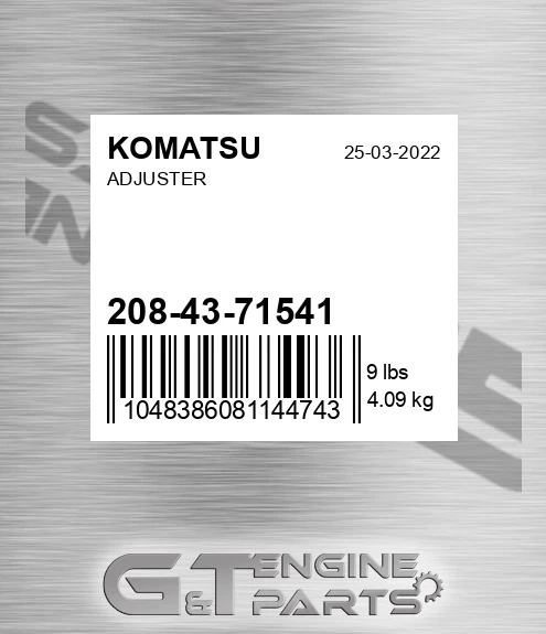 208-43-71541 Adjuster for KOMATSU