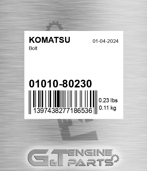 01010-80230 Sprocket Bolt for KOMATSU