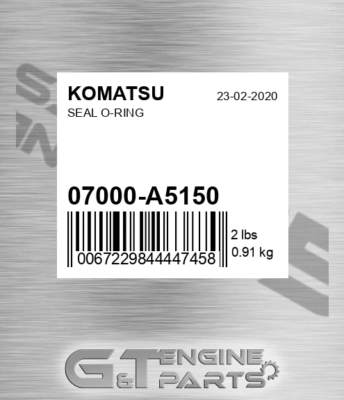 07000-A5150 Seal O-ring for KOMATSU