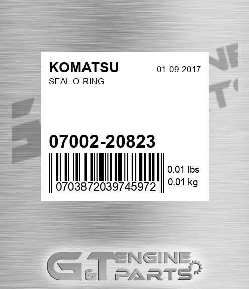 07002-20823 Seal O-ring for KOMATSU