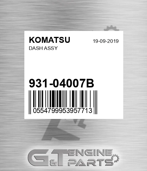 931-04007B Dash Assy for KOMATSU