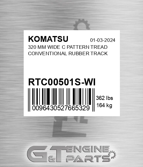 RTC00501S-WI 320 Mm Wide C Pattern Tread Conventional Rubber Track