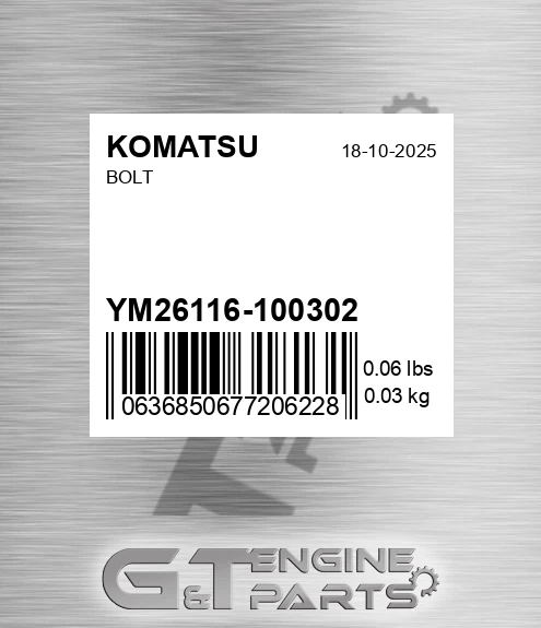 YM26116100302 Bolt