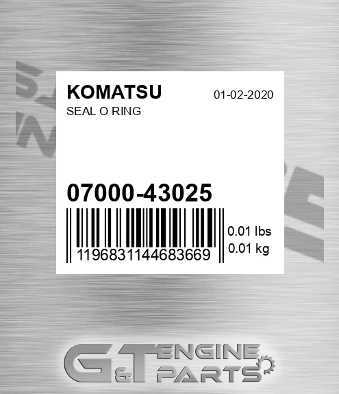 07000-43025 Seal O Ring for KOMATSU