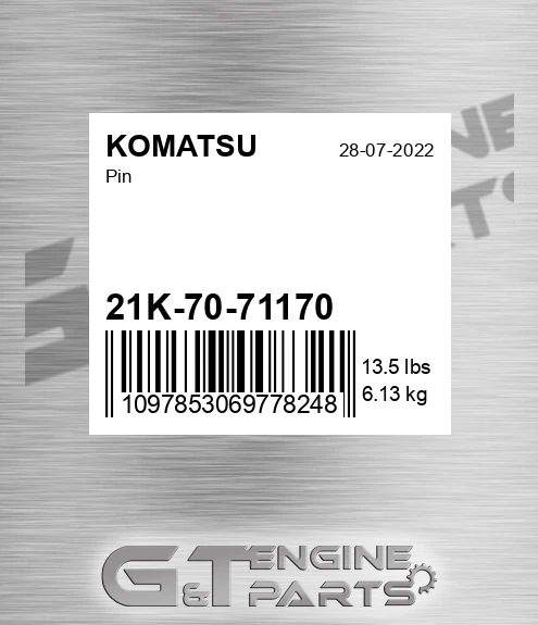 21K-70-71170 Pin for KOMATSU