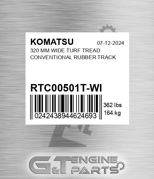 RTC00501T-WI 320 Mm Wide Turf Tread Conventional Rubber Track