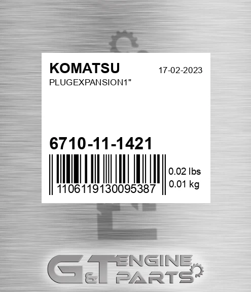 6710-11-1421 Plugexpansion1" for KOMATSU