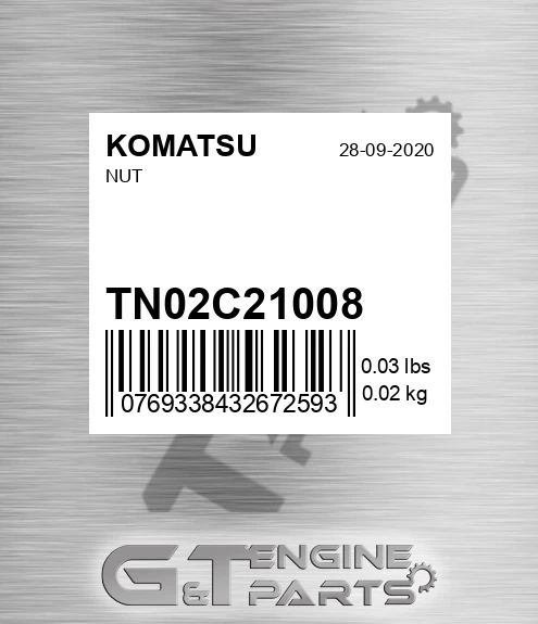 TN02C-21008 Nut for KOMATSU