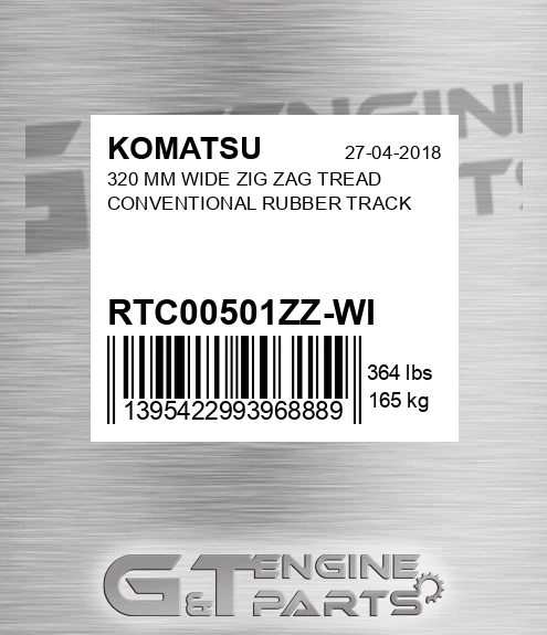 RTC00501ZZ-WI 320 Mm Wide Zig Zag Tread Conventional Rubber Track