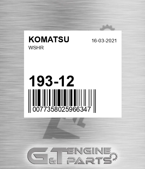 193-12 Wshr for KOMATSU