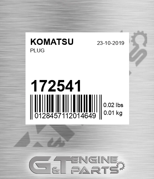 172541 Plug for KOMATSU
