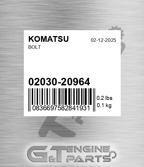 02030-20964 Bolt for KOMATSU