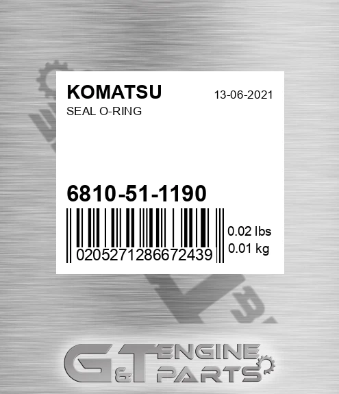 6810-51-1190 Seal O-ring for KOMATSU