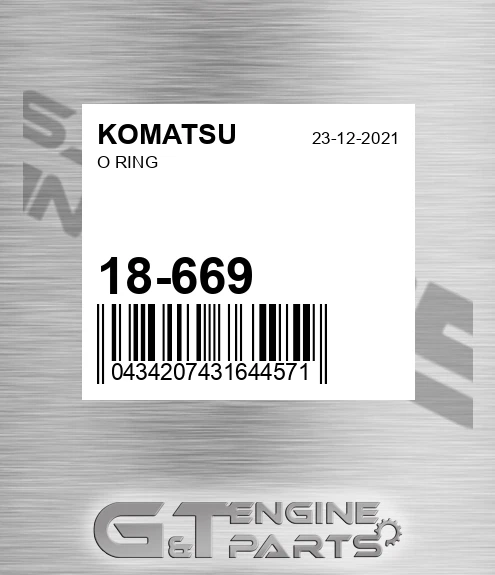 18-669 O Ring for KOMATSU