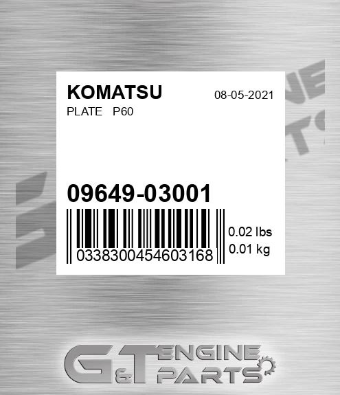 09649-03001 Plate P60 for KOMATSU