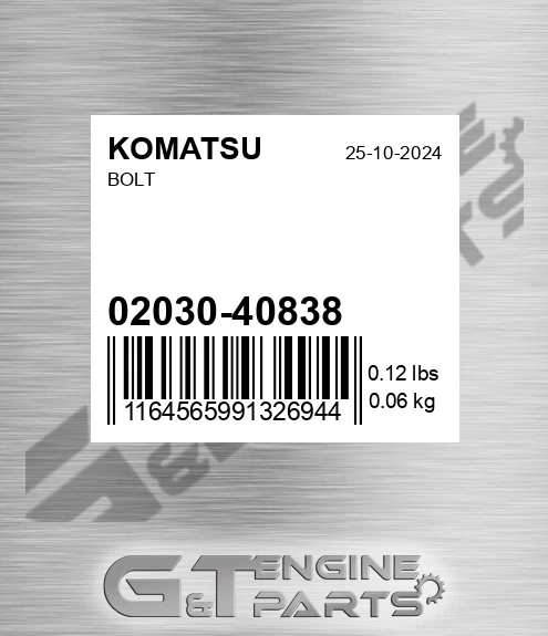 02030-40838 Bolt for KOMATSU