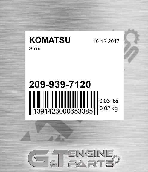 209-939-7120 Shim for KOMATSU