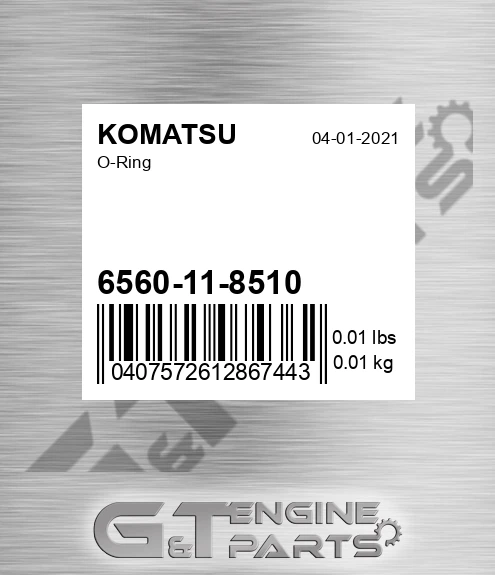 6560118510 O Ring for KOMATSU