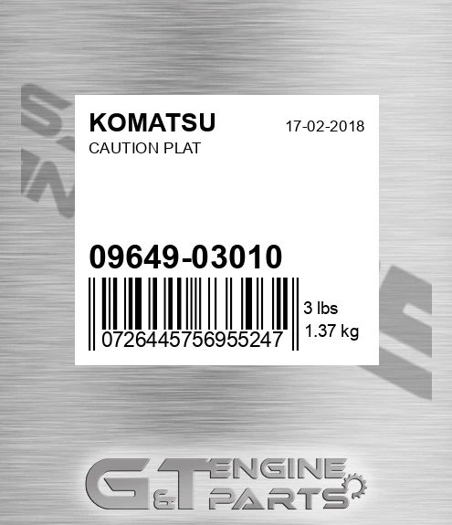 09649-03010 Caution Plat for KOMATSU