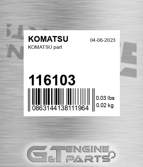 116103 Part for KOMATSU