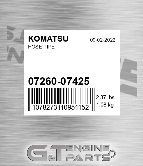 07260-07425 Hose Pipe for KOMATSU