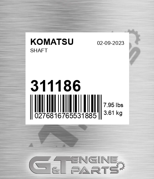 311186 Shaft for KOMATSU