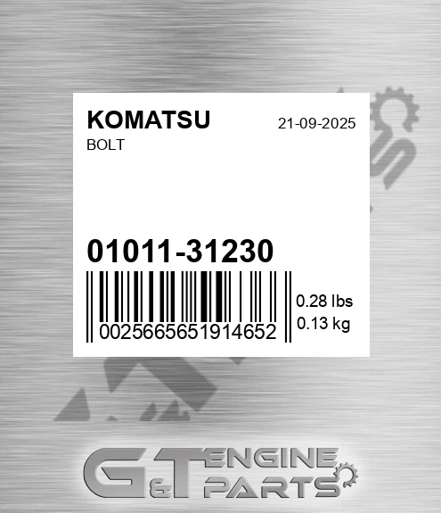 01011-31230 Bolt for KOMATSU