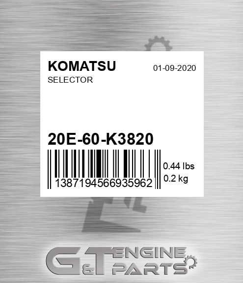 20E-60-K3820 Selector for KOMATSU