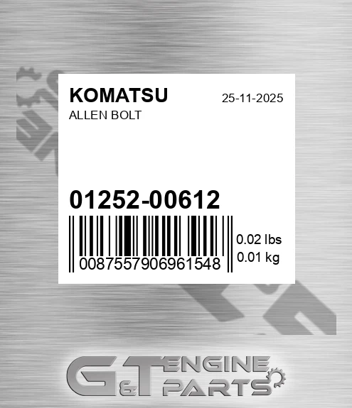 01252-00612 Allen Bolt for KOMATSU