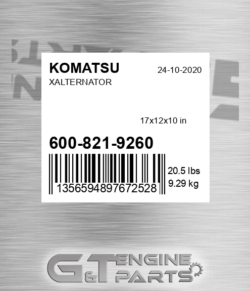 600-821-9260 Xalternator for KOMATSU