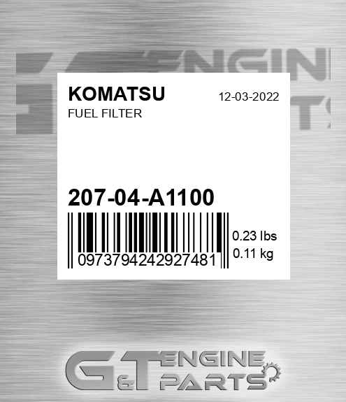 207-04-A1100 Fuel Filter for KOMATSU