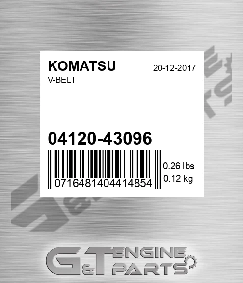 04120-43096 V-belt for KOMATSU