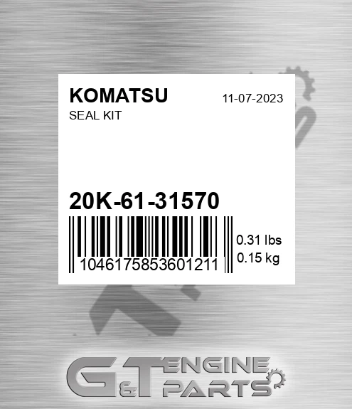 20K-61-31570 Seal Kit for KOMATSU