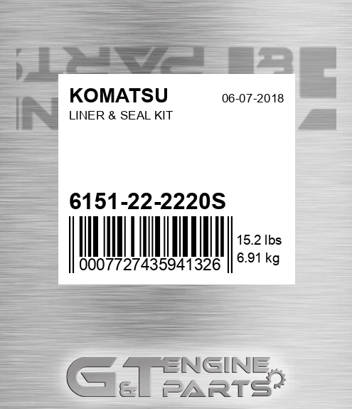 6151-22-2220S Liner & Seal Kit for KOMATSU