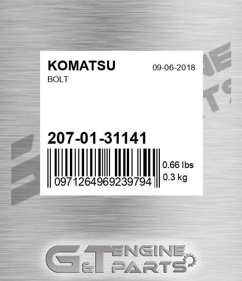 207-01-31141 Bolt for KOMATSU