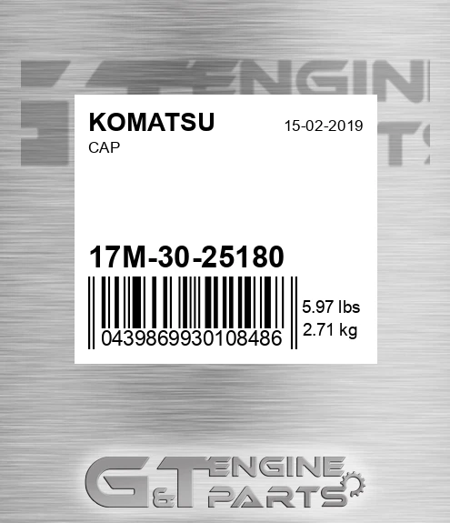 17M-30-25180 Cap for KOMATSU