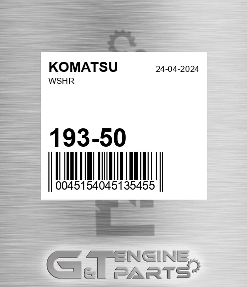 193-50 Wshr for KOMATSU