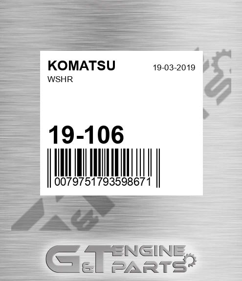 19-106 Wshr for KOMATSU