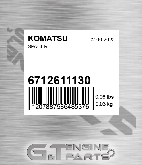 6712-61-1130 Spacer for KOMATSU