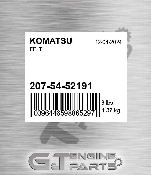 207-54-52191 Felt for KOMATSU