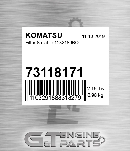 73118171 Filter Suitable 1238189bq