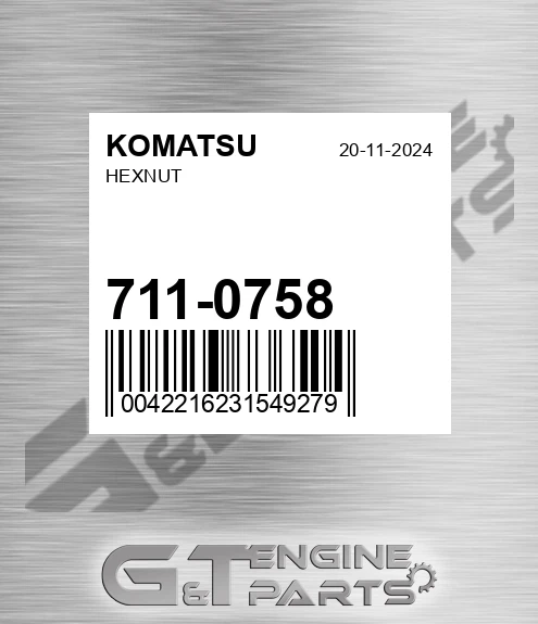 711-0758 Hexnut for KOMATSU